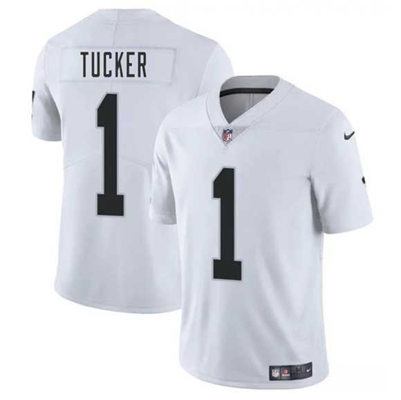 Men & Women & Youth Las Vegas Raiders #1 Tre Tucker White 2025 Vapor Stitched Jersey